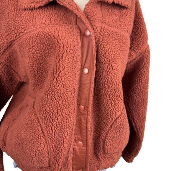 Old Navy Active Rust Sherpa Fleece Snap Front Jacket Women’s Size L - Picture 2 of 5